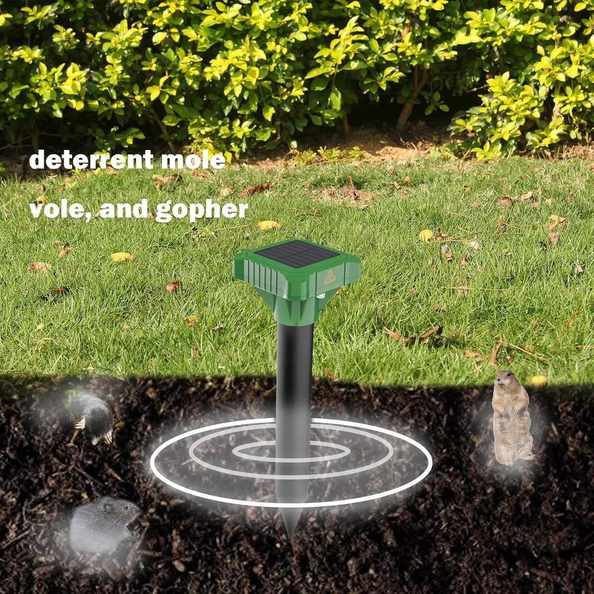 Solar Powered Ultrasonic Outdoor Mole Repeller D52856