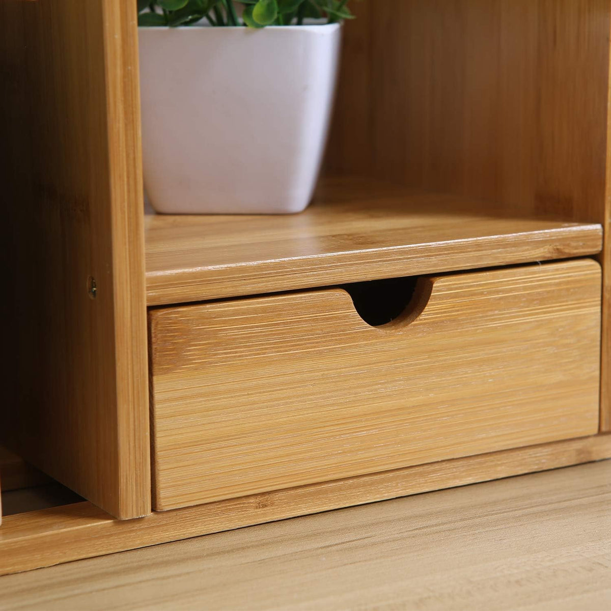 Bamboo Desktop Bookshelf with 3 Drawers U4595