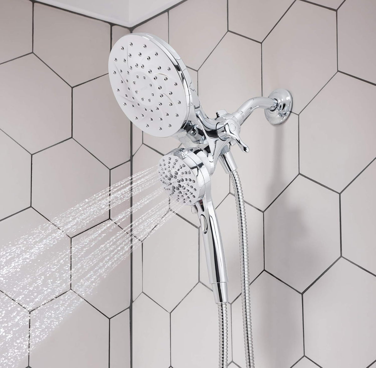 Chrome Handheld/Rain Shower Head and Six-Function Handheld Showerhead K2944