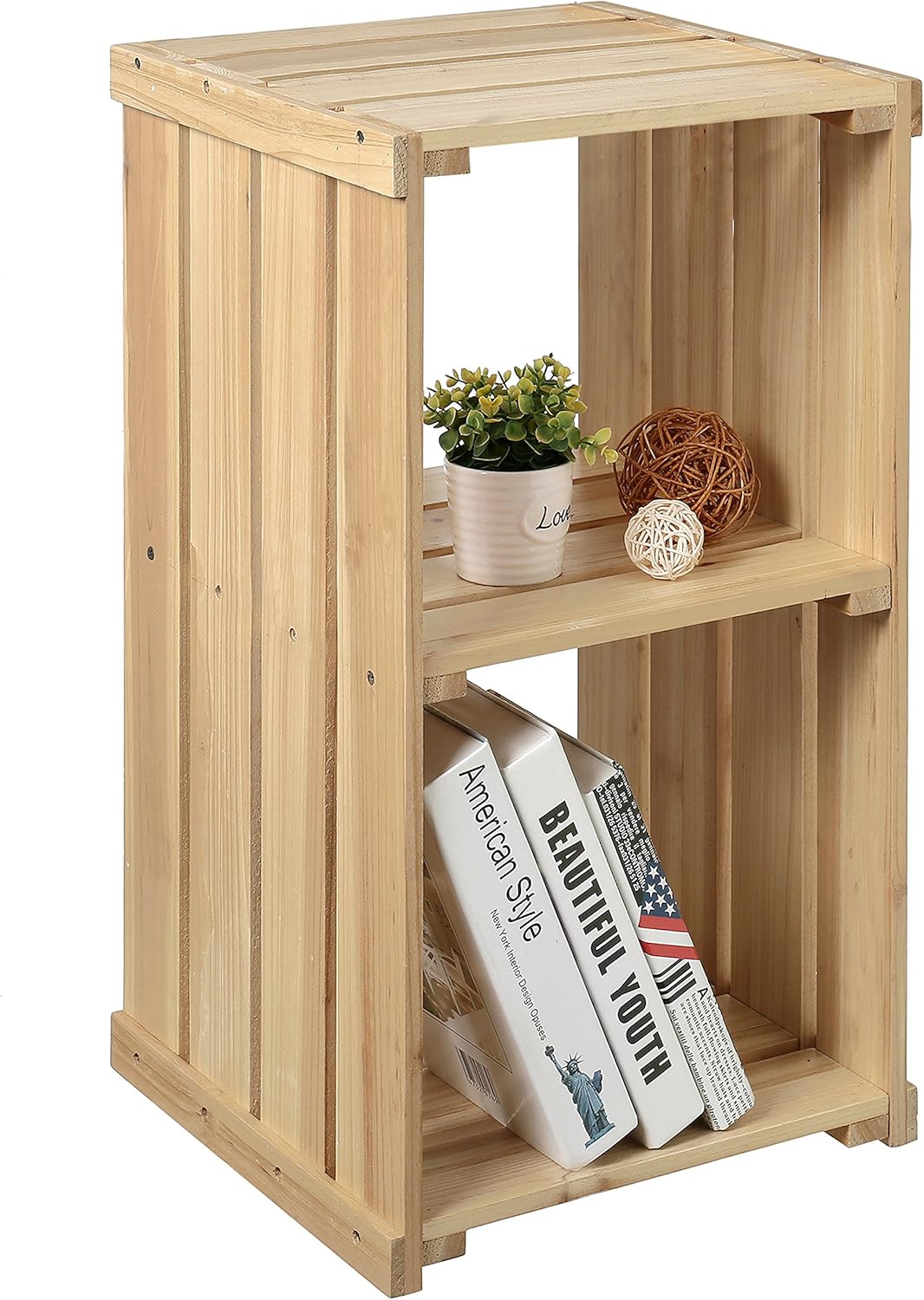2 Tier Dark Gray Wood Storage Shelf Y624247