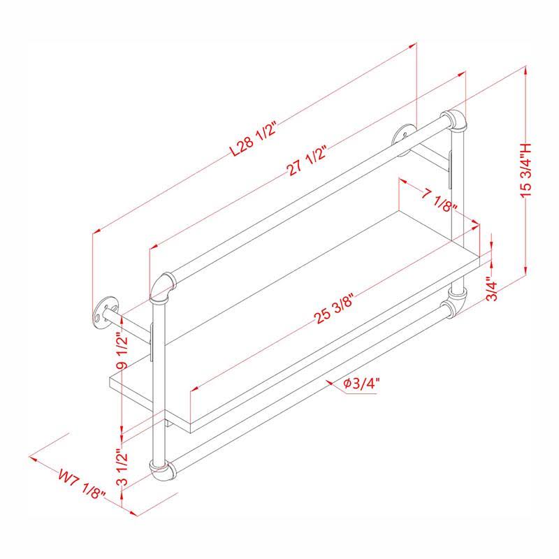 Sand Black Wood Wall Shelf Q7733