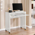 White Mobile Computer Desk with Keyboard Tray and Wheels C22953
