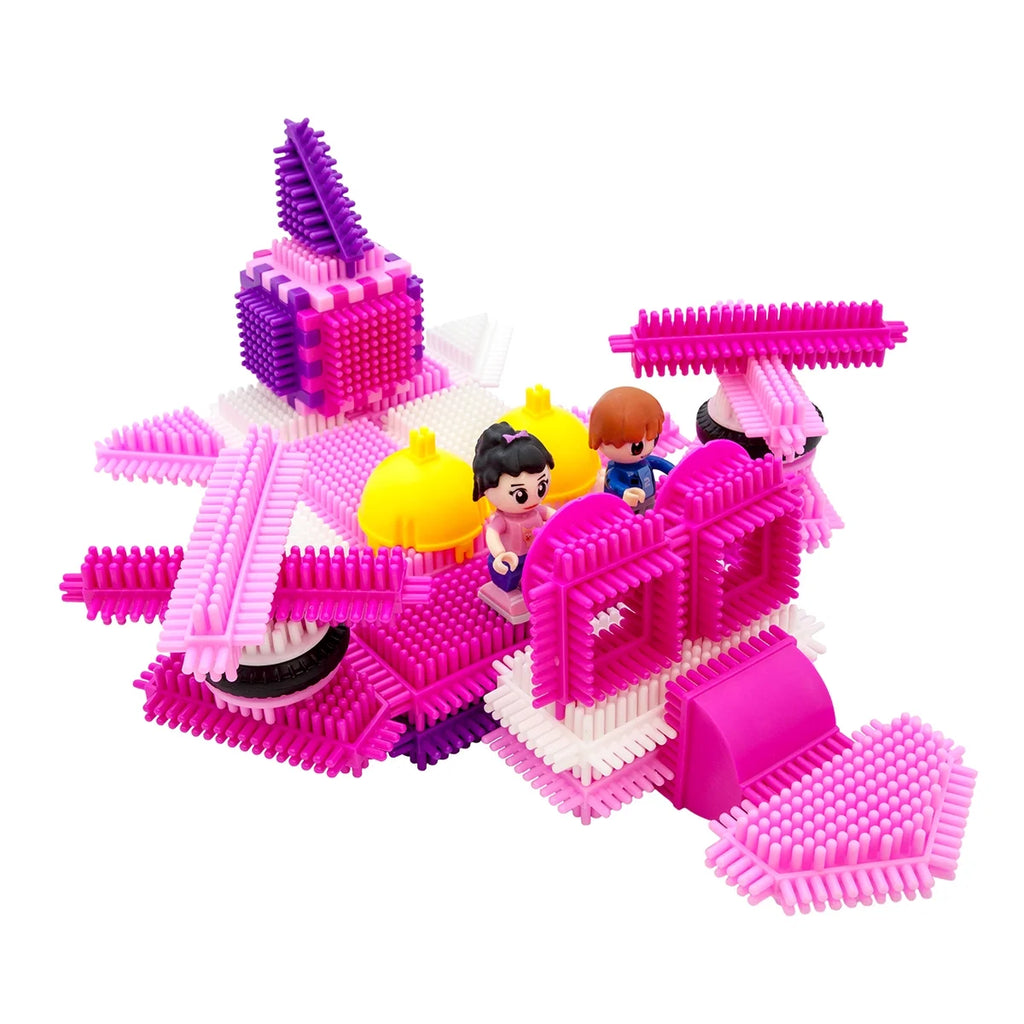 106pcs Hedgehog Building Blocks Tiles Castle Theme Set with Human Figures STEM Toy Kit, Pink Z43438