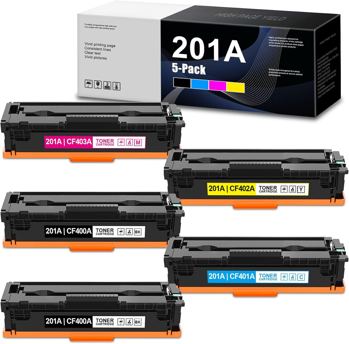 5 Pack Toner Cartridge for HP Color Pro Printer W644