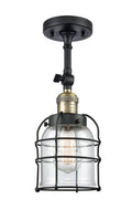 Matte Black Small Bell Cage Semi-Flush Mount Light S348068