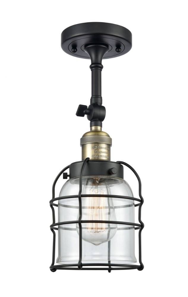 Matte Black Small Bell Cage Semi-Flush Mount Light S348068