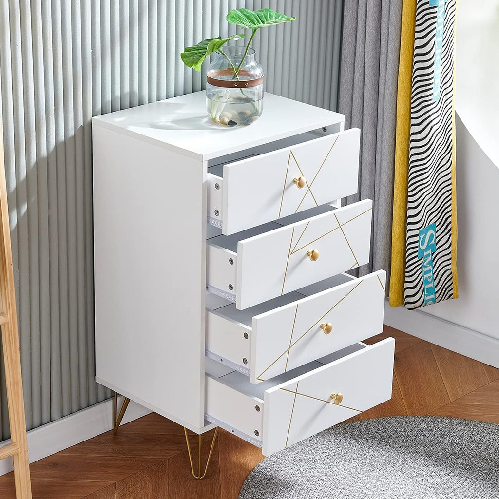 White 4 Drawer Wood Chest of Drawer O882