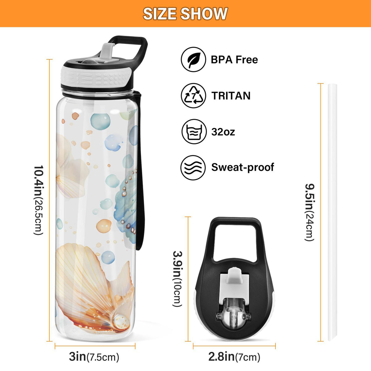 32oz Tritan Leakproof Clear Sports Water Bottle I592712