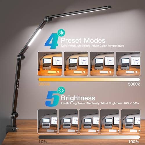 Black 18W LED Desk Lamp with Clamp Q7952
