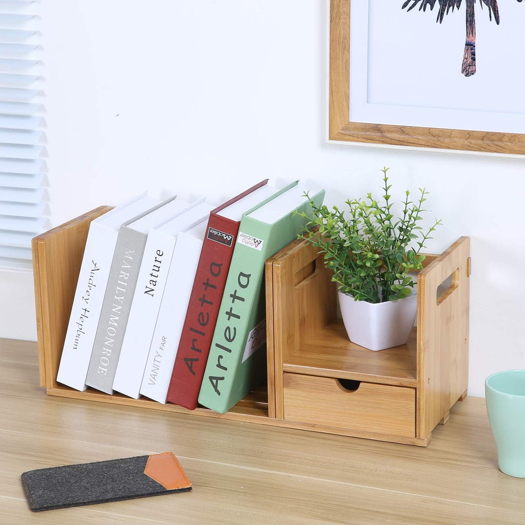Bamboo Desktop Bookshelf with 3 Drawers U4595