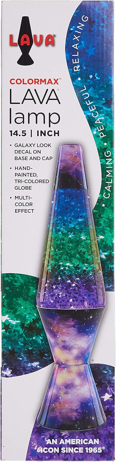 14.5-inch Silver Glitter Clear Liquid Tri-Colored Globe Decal Base Lava Lamp D884