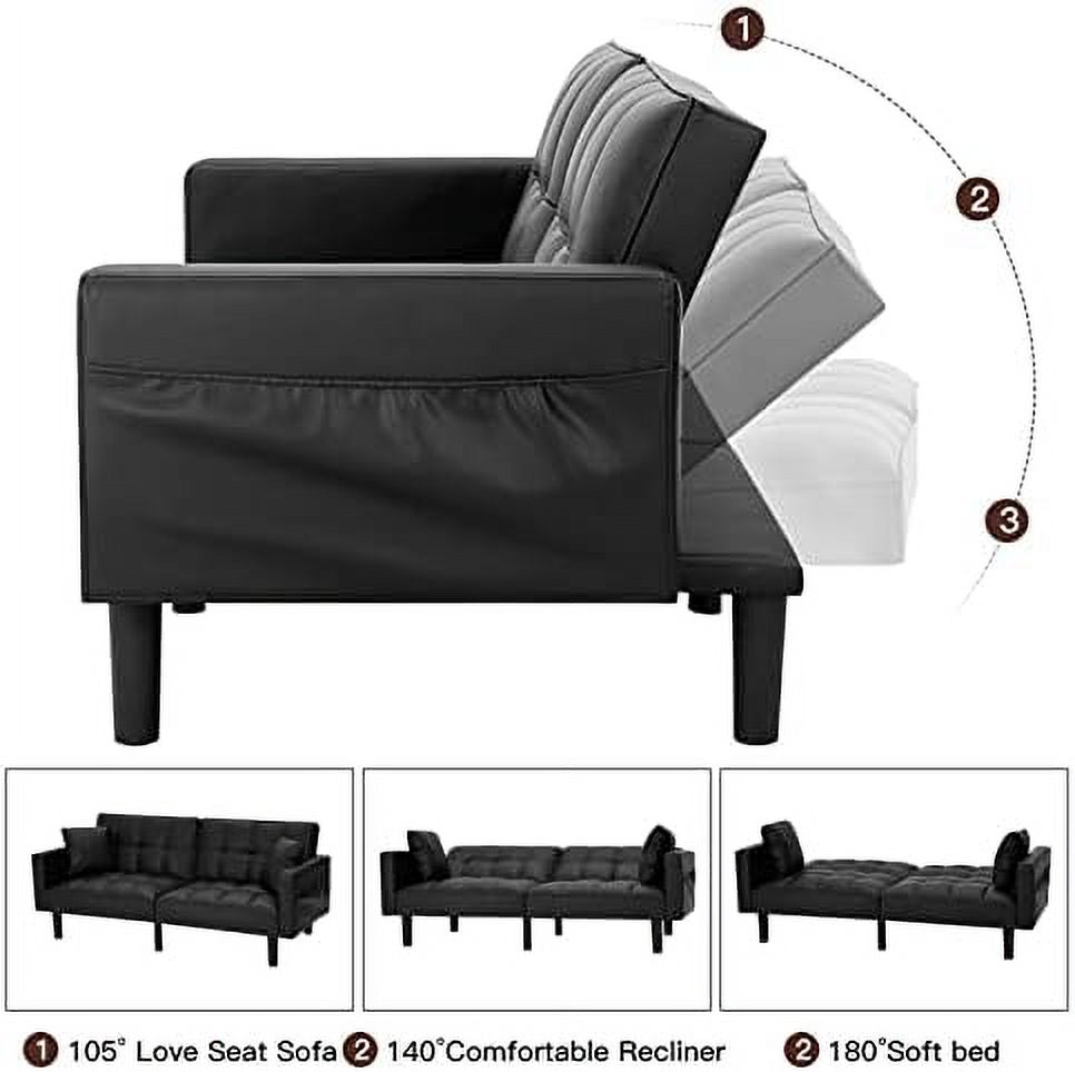 Modern Linen Fabric Convertible Sofa Bed with Adjustable Back and Arms A224