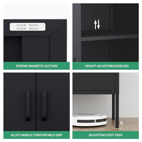 Black 70" Tall Metal Storage Cabinet with 4 Adjustable Shelves G81609