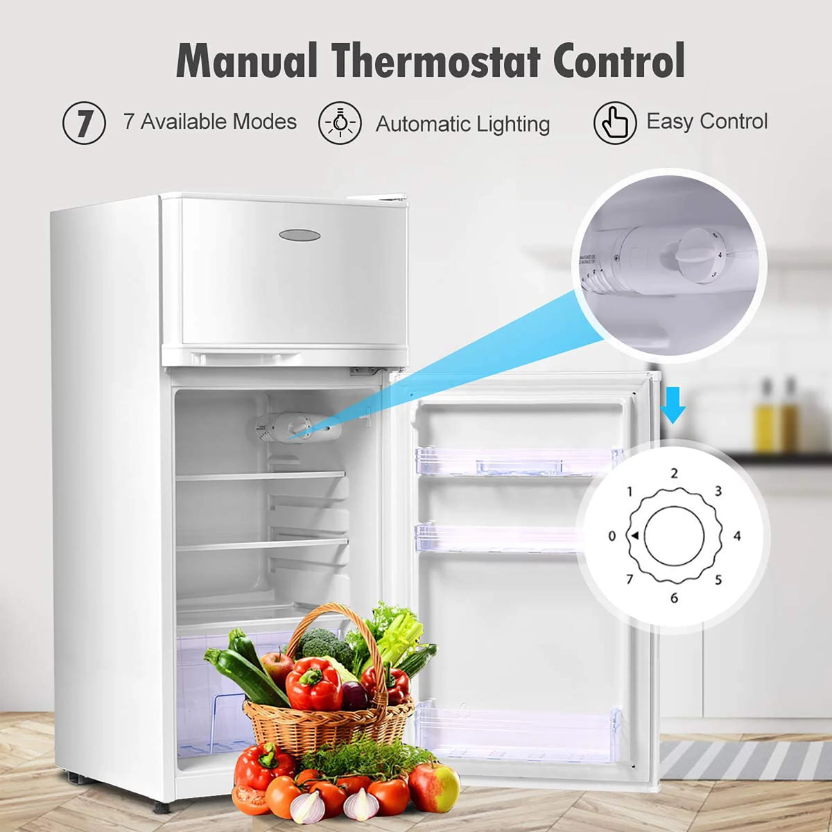 2 Doors 3.4 cu ft. Compact Mini Refrigerator Freezer E556