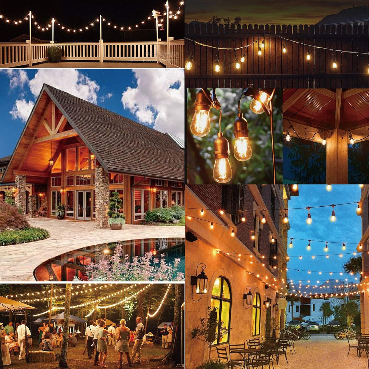 100FT LED String Lights with 30 Sockets 32 Shatterproof Plastic Bulbs I314