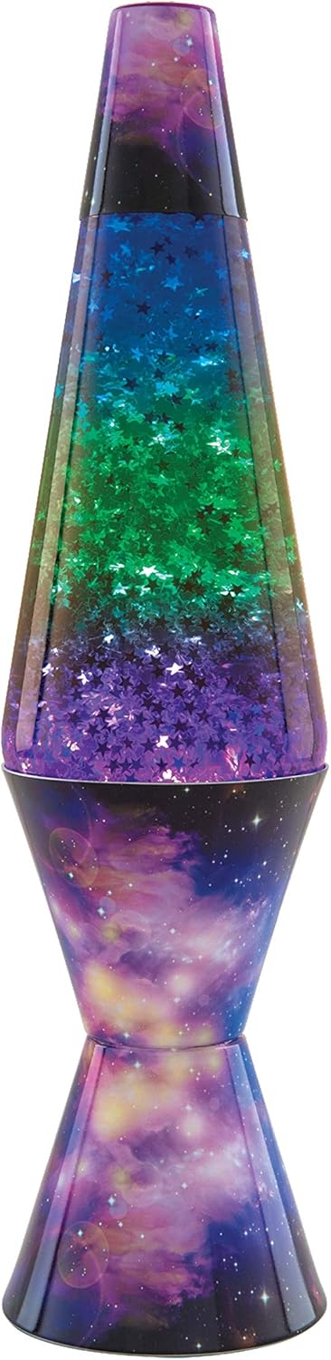14.5-inch Silver Glitter Clear Liquid Tri-Colored Globe Decal Base Lava Lamp D884