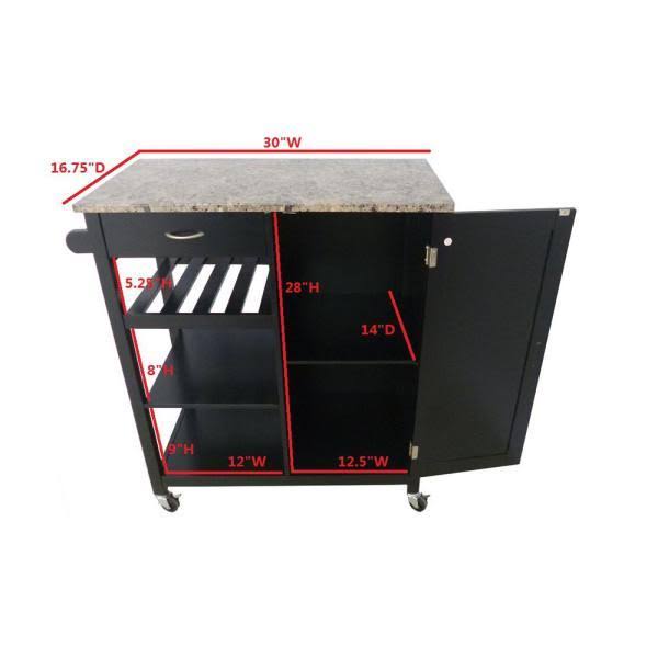 Black Kitchen Island Cart V397
