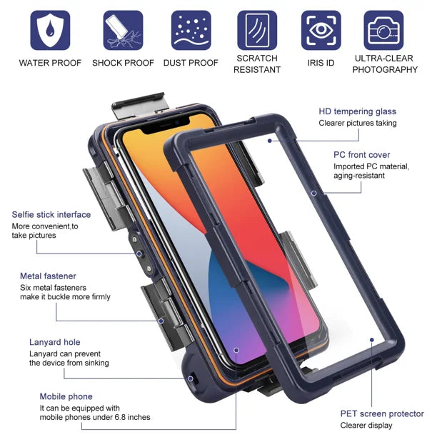 Waterproof Protective Case for Phones Up to 6.9 Inch with Lanyard T377795
