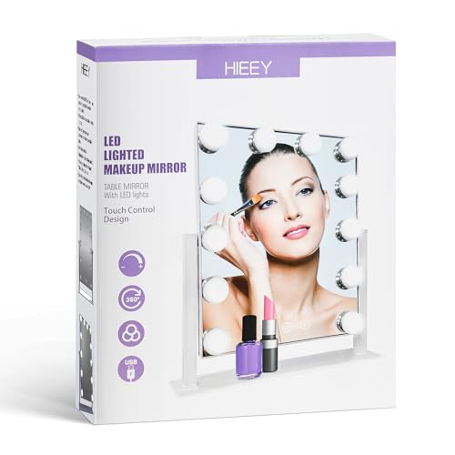 White Hollywood Vanity Mirror with 12 Dimmable Bulbs W867