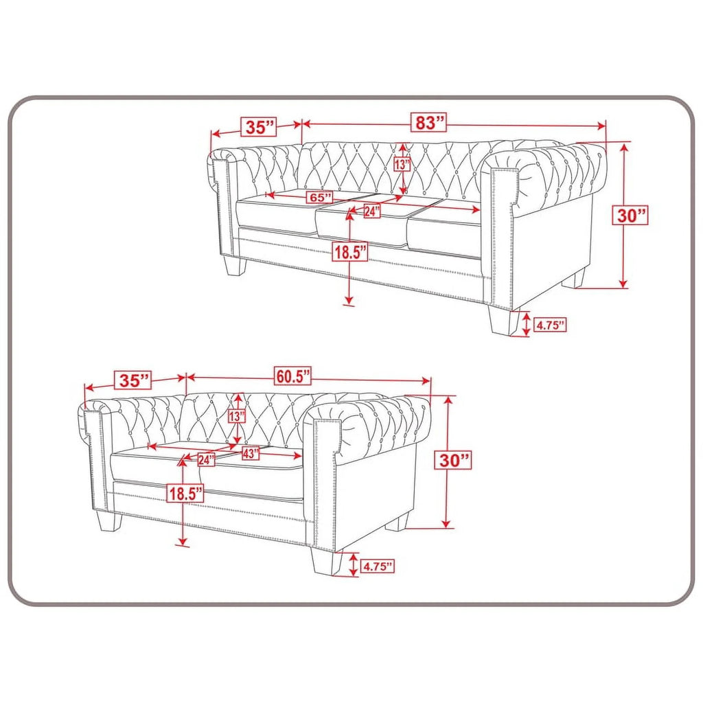 2-Piece Velvet Living Room Furniture Set S63200