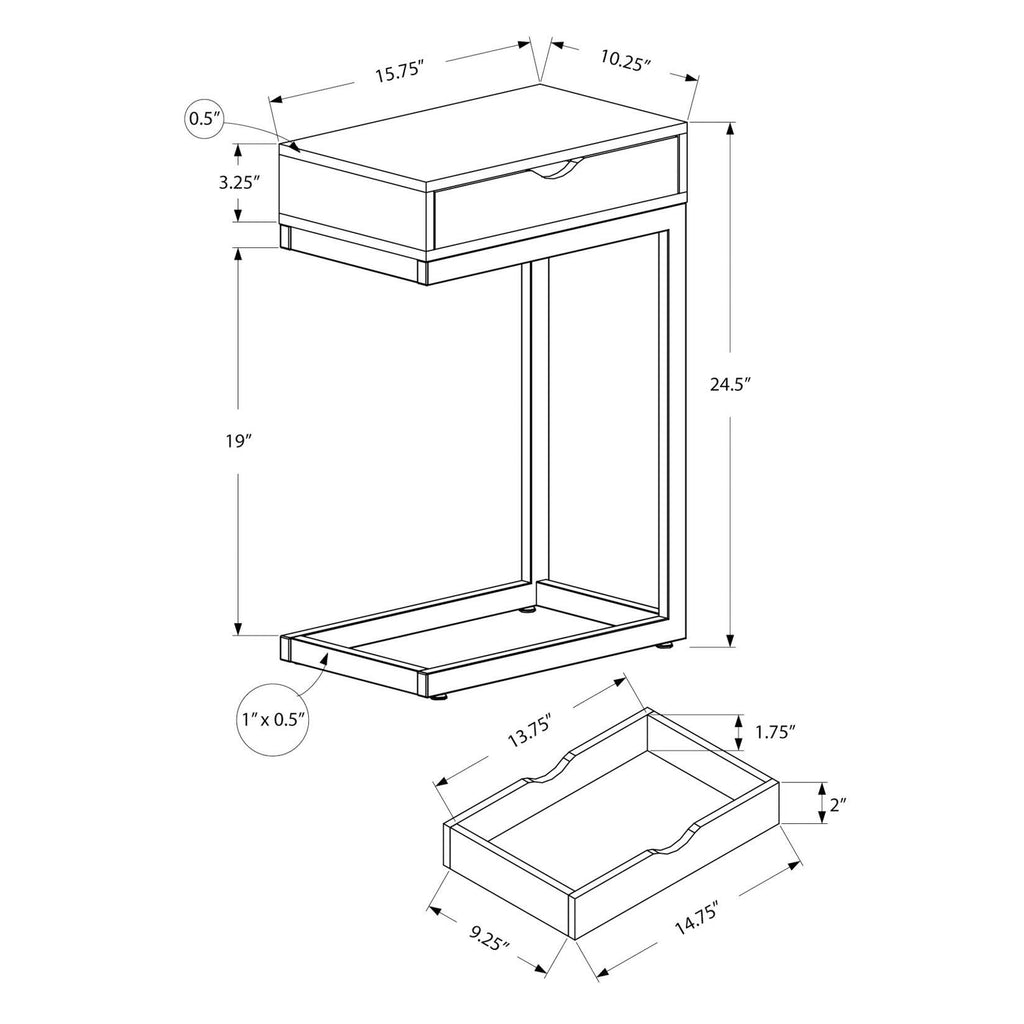 Brown Metal Accent Table with Drawer Y186915