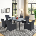Outdoor PE Rattan Wicker Dining Set of 7 with 6 Chairs Q85952