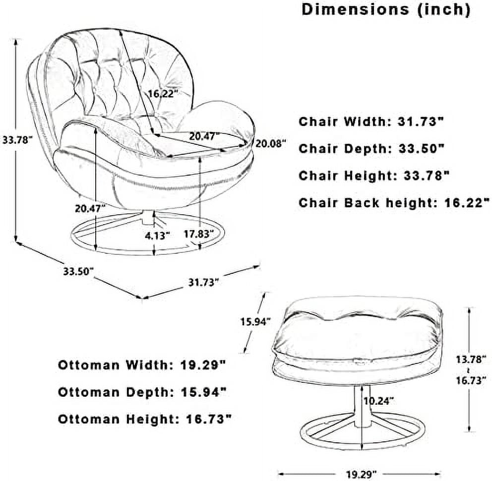Velvet Swivel Accent Chair with Ottoman Set Z52526