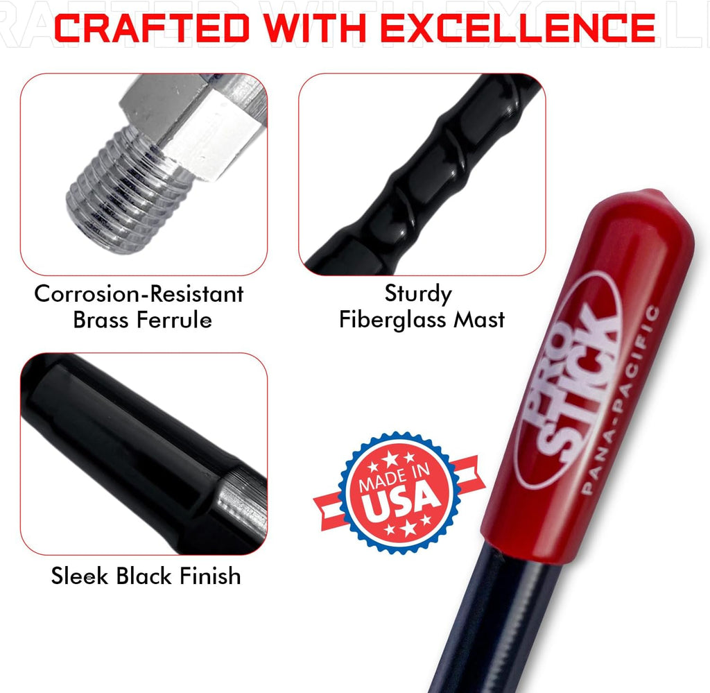 4 Foot Fiberglass 1000 Watt Black CB Radio Antenna with Heavy Duty Stainless Steel Spring R8247