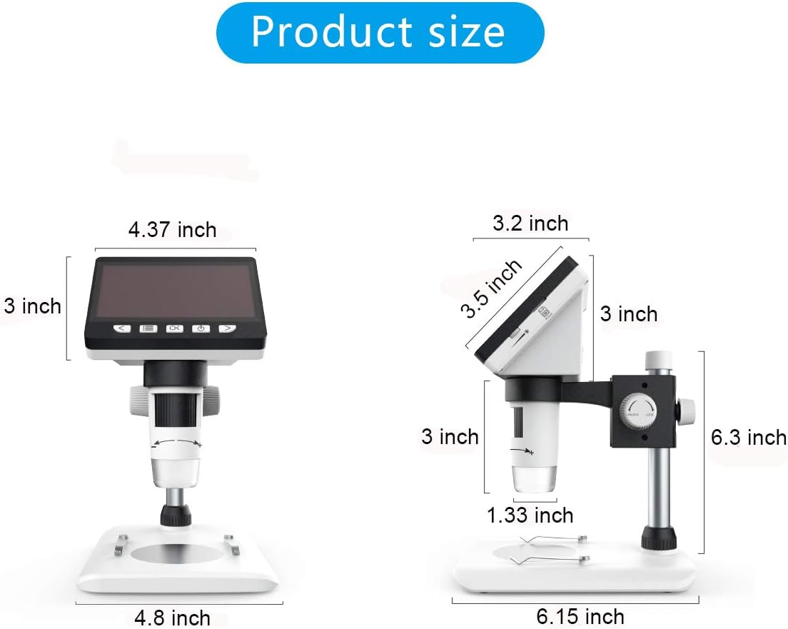4.3 inch 50X-1000X 2 Megapixels USB Microscope with 32G TF Card Pack of 2 B437312