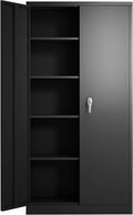 Black Metal Storage Cabinet with 2 Doors and 4 Adjustable Shelves R17980