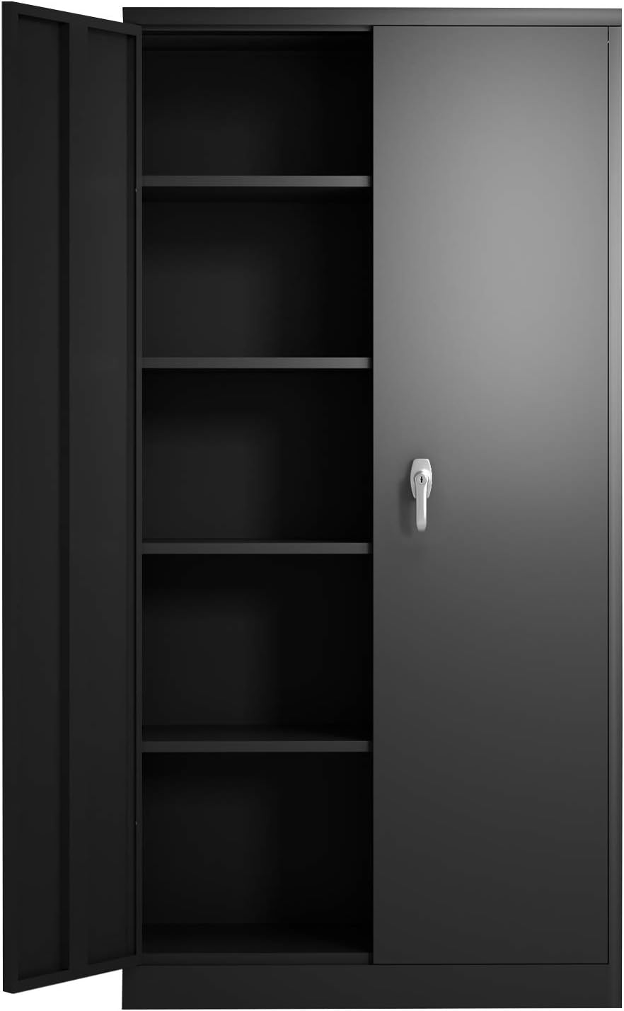 Black Metal Storage Cabinet with 2 Doors and 4 Adjustable Shelves R17980