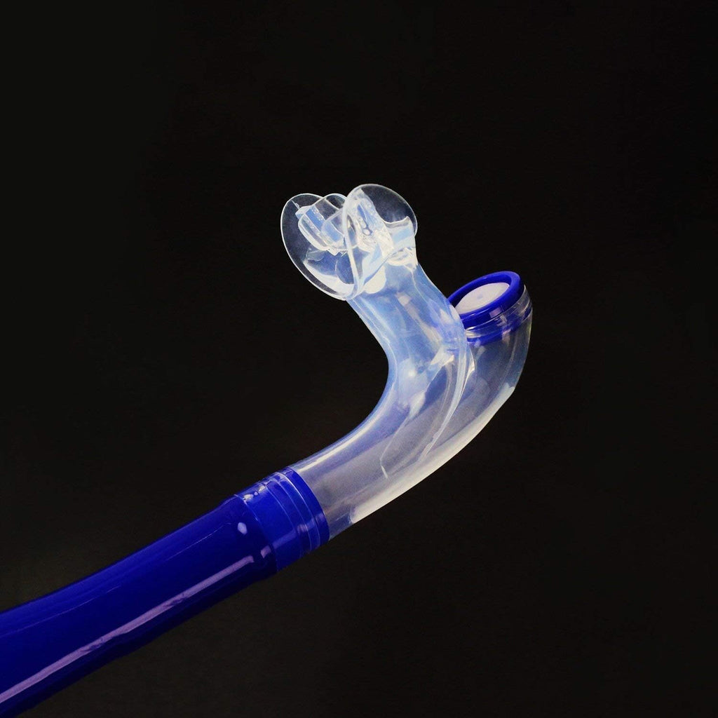 Blue Center Mount Snorkel with Silicone Mouthpiece and One-Way Purge Valve K777