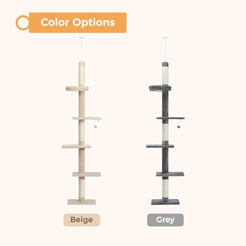 Grey 5-Tier Adjustable Cat Tree with Scratching Post Y785
