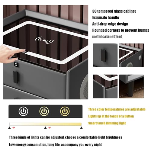 White 2 Drawer Nightstand with Wireless Charging Station O273