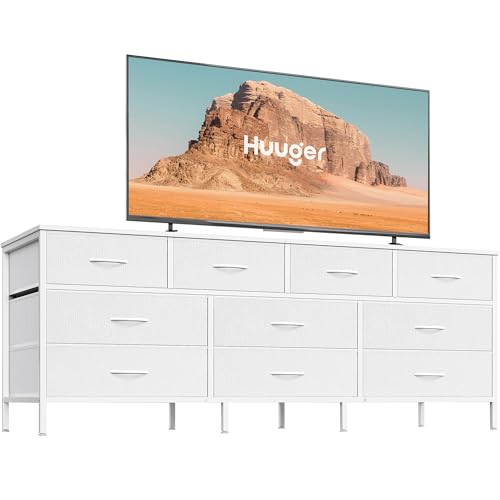 63 Inch 10 Fabric Drawers Rustic Brown Dresser C624