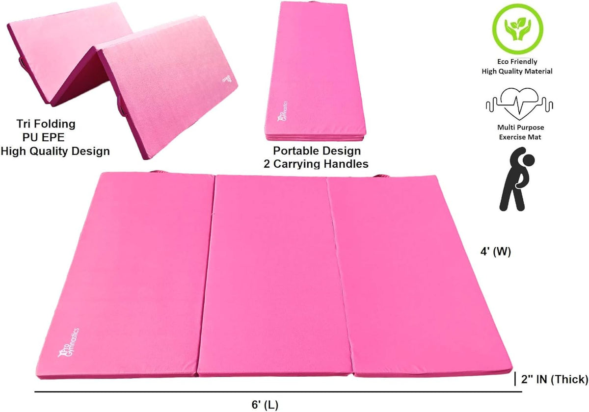Extra Thick High Density Anti-Tear Gymnastics Gym Folding Exercise Mats (Pink) F67695