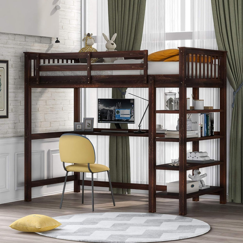 Twin Low Bunk Bed with Slide and Ladder, Black J1710