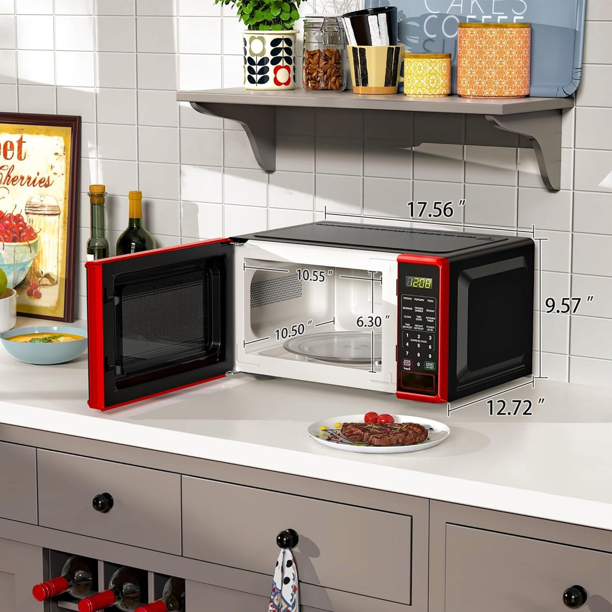 Red Countertop Microwave Oven X682724
