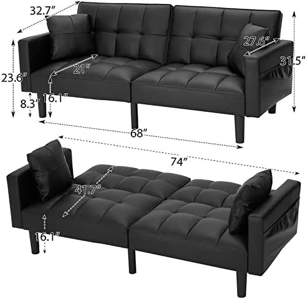 Modern Linen Fabric Convertible Sofa Bed with Adjustable Back and Arms A224