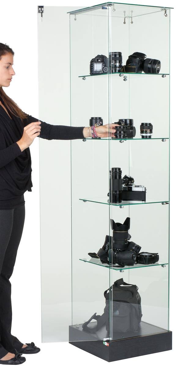 15x22 Glass Display Case with 4 Fixed-Height Shelves S238
