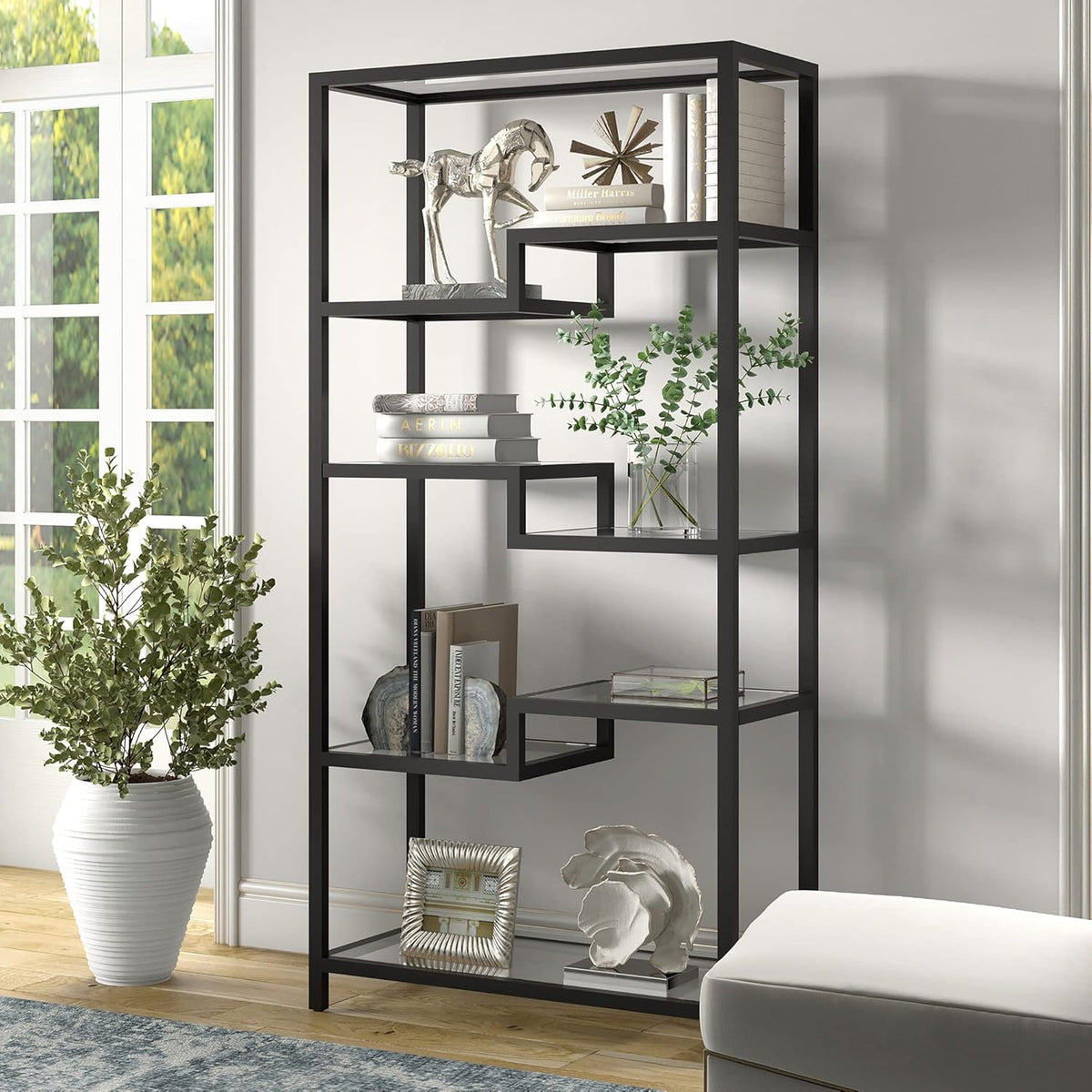 Blackened Bronze Metal Bookcase D249617