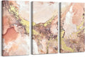 3 Pieces Pink and Gold Canvas Wall Art, 16x32 Inch P590904