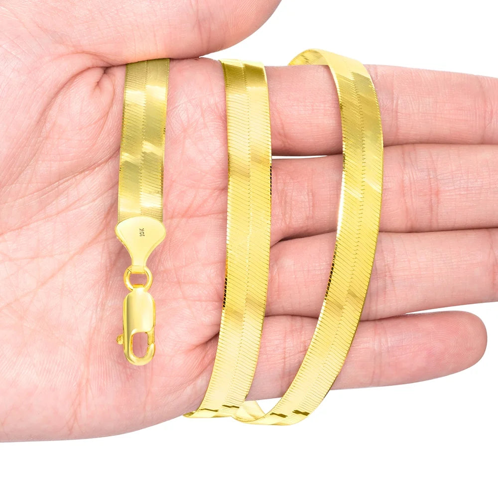 10k Yellow Gold Herringbone Chain Necklace 16" - 24" R98498