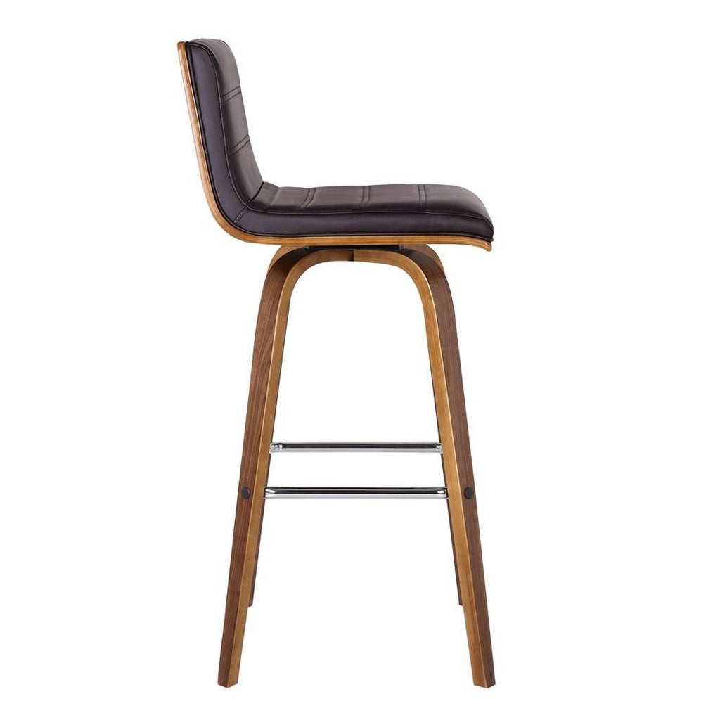 26" Faux Leather Counter Stool in Brown/Walnut V517862