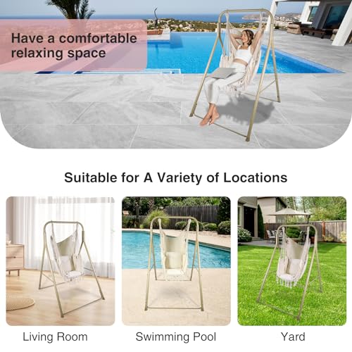 Hammock Chair Stand with Hanging Swing Chair, Heavy Duty Steel, Max Load 330 Lbs K580
