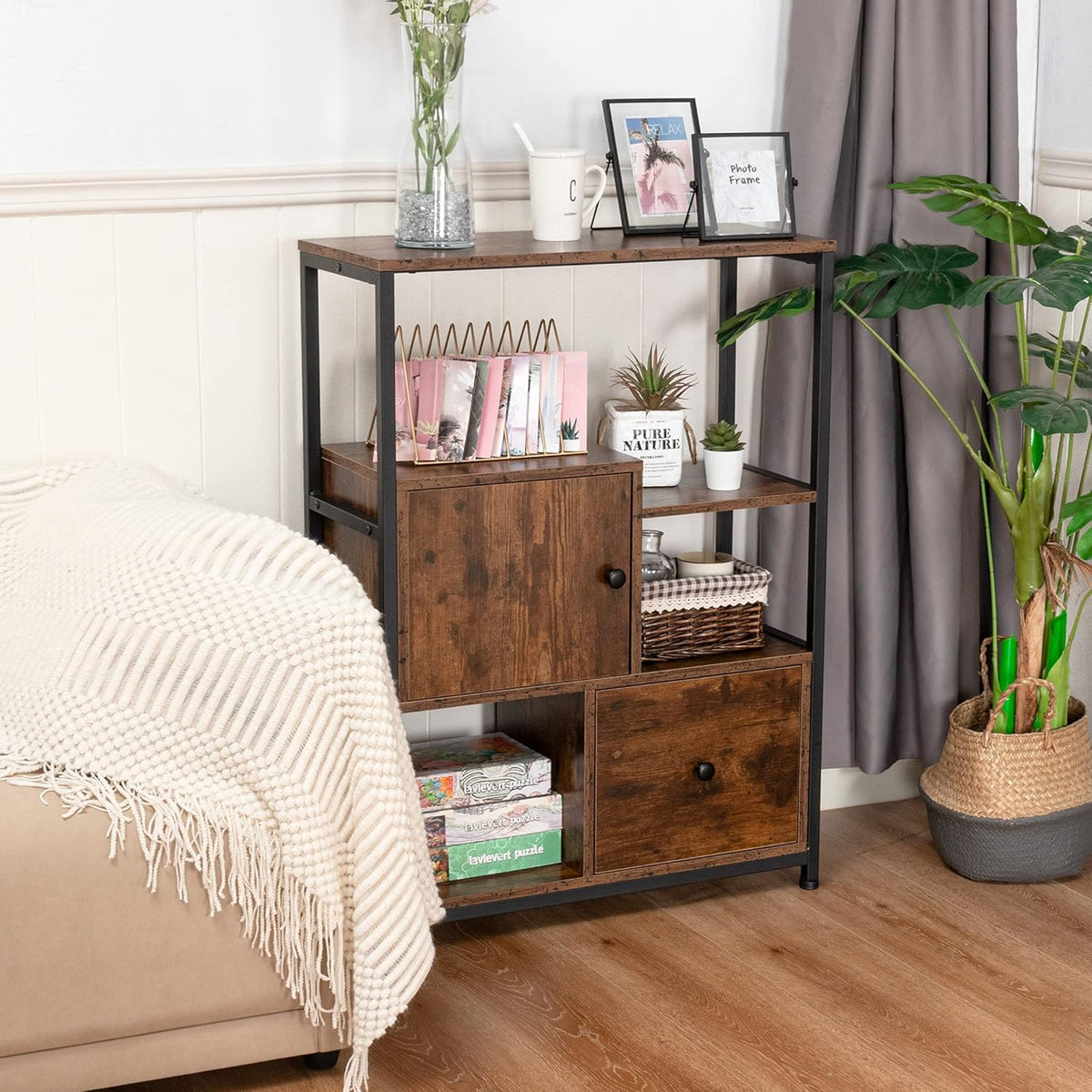 Storage Cabinet with Open Shelf and Drawer B451545