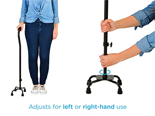 Large Base Offset Silver Quad Cane W7197