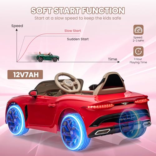 White Licensed Bentley Bacalar Kids Electric Car with Parent Remote Control U65761