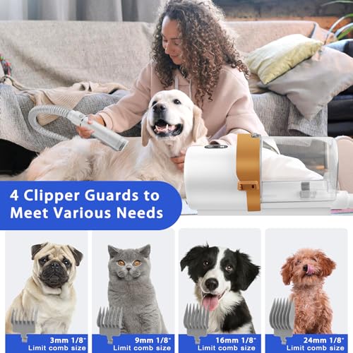 Pet Grooming Kit with 4 Hair Clipper Combs, 2.5L Vacuum Cleaner, and 7 Pet Grooming Tools O510974