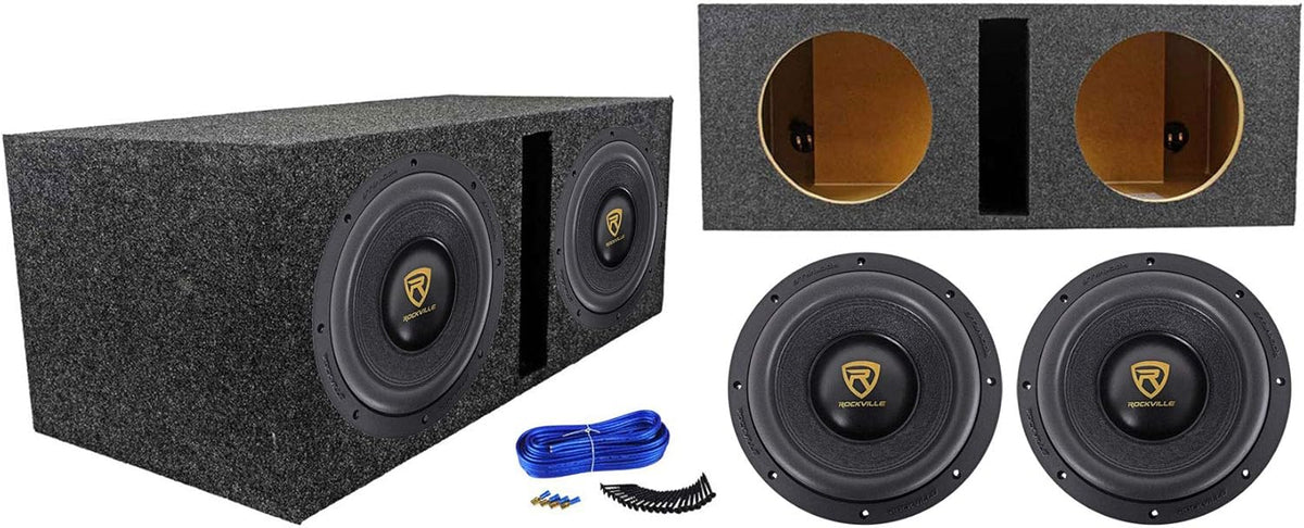 10 6400 Watt Car Subwoofers + Vented Sub Box Enclosure H900